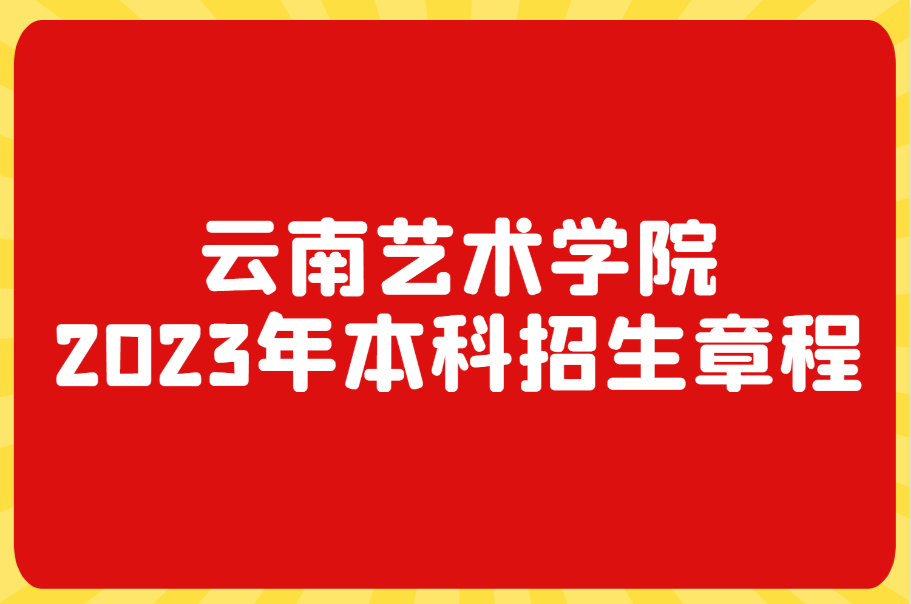 云南艺术学院2023年本科招生章程